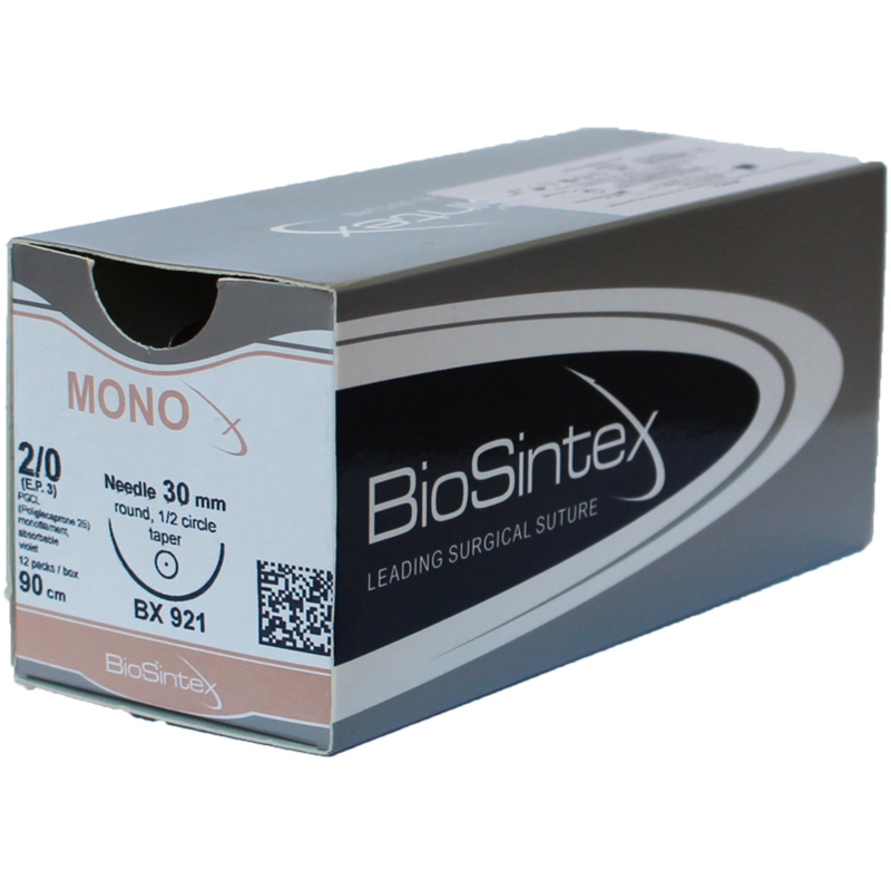 MONOx(BX 908), Поліглекапрон моно.фіол,USP 0(M3,5),90см, кол.гол.30мм,1/2 кола